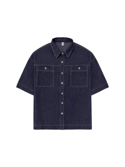 Half Sleeves Loose Buttoned Lapel Blouses&Shirts Tops