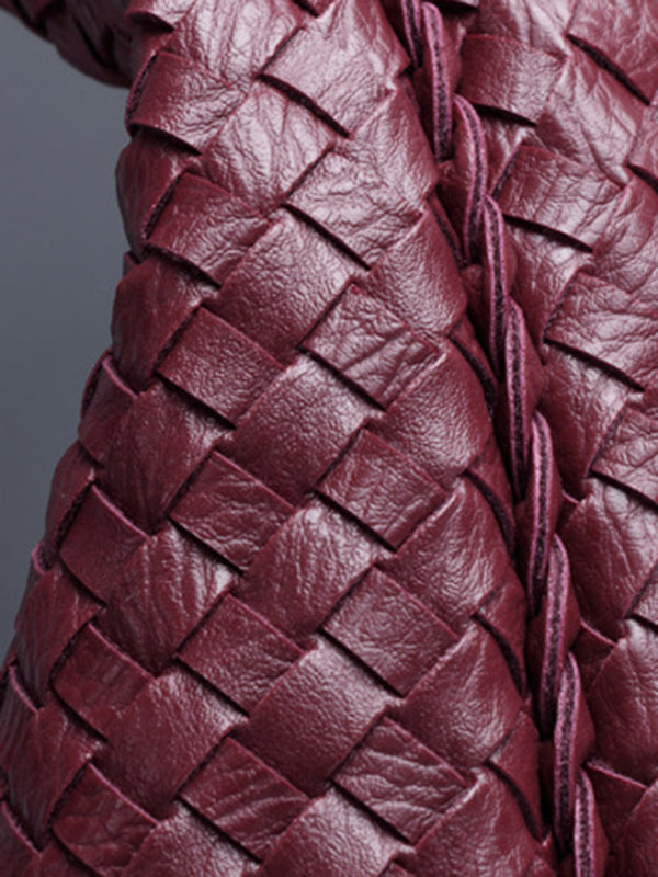 Geometric Solid Color Split-Joint Woven Zipper Bags Handbags