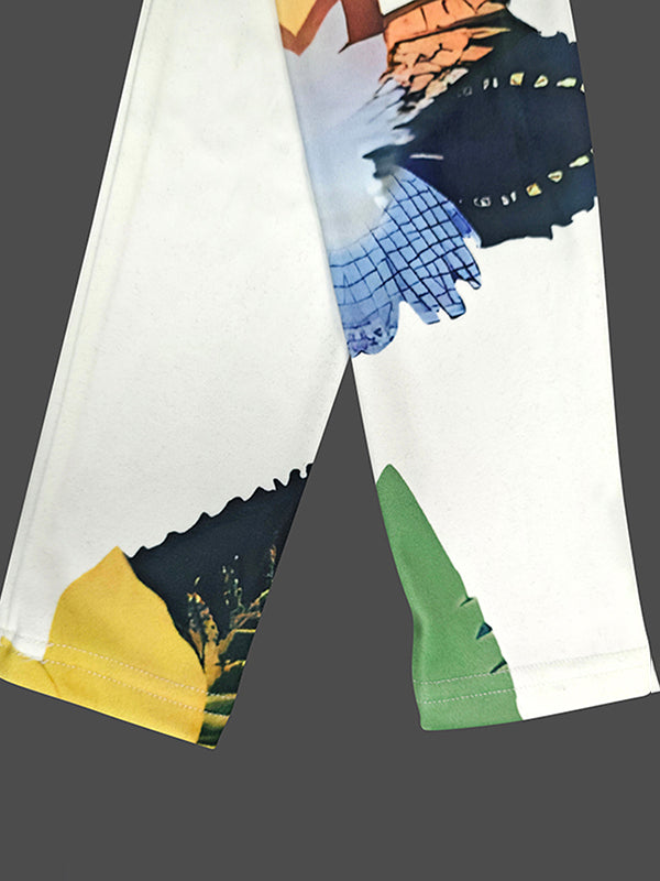 Long Sleeves Skinny Flower Print High Neck T-Shirts Tops