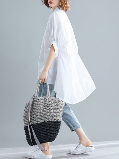 Irregular High-Low Oversize Batwing Sleeve Shirt