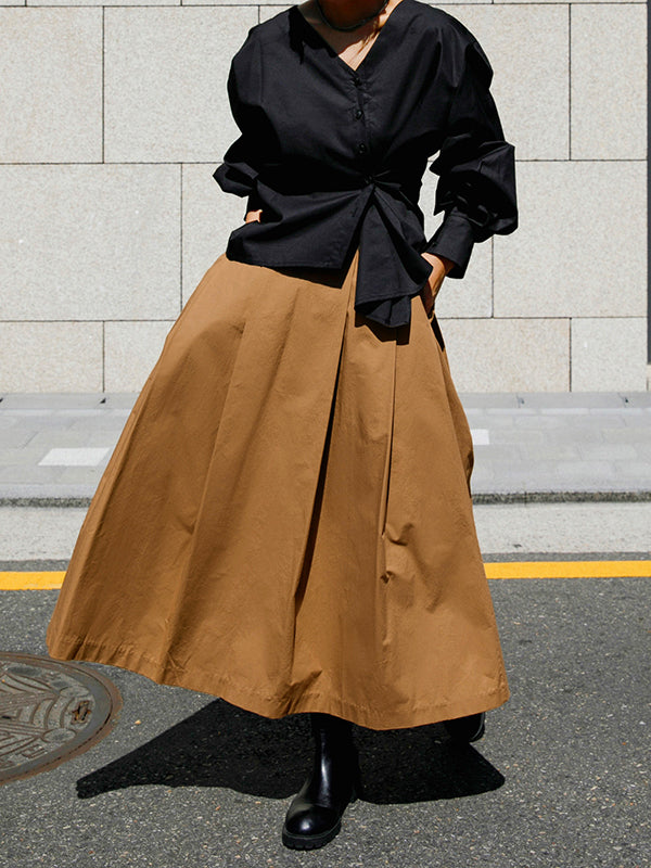 A-Line Loose Solid Color Skirts Bottoms