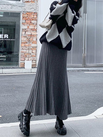 A-Line High Waisted Pleated Solid Color Skirts Bottoms