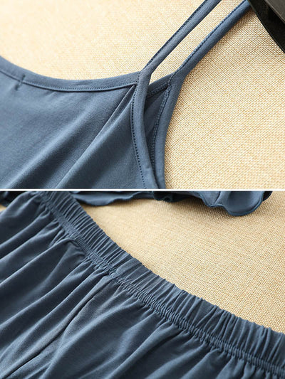 9 Colors Modal Vest&Shorts Loose Two-Piece Sexy Pajamas