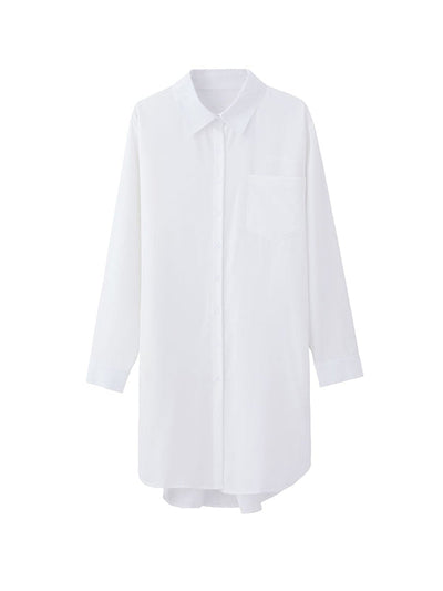 High-Low Irregular Clipping Solid Color Split-Joint Lapel Blouses