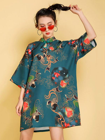 Artistic Retro Printed Short Cheongsams