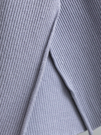 Casual Long Sleeves Loose Solid Color Round-Neck Sweater Tops & Wide Leg Pants Two Pieces Set