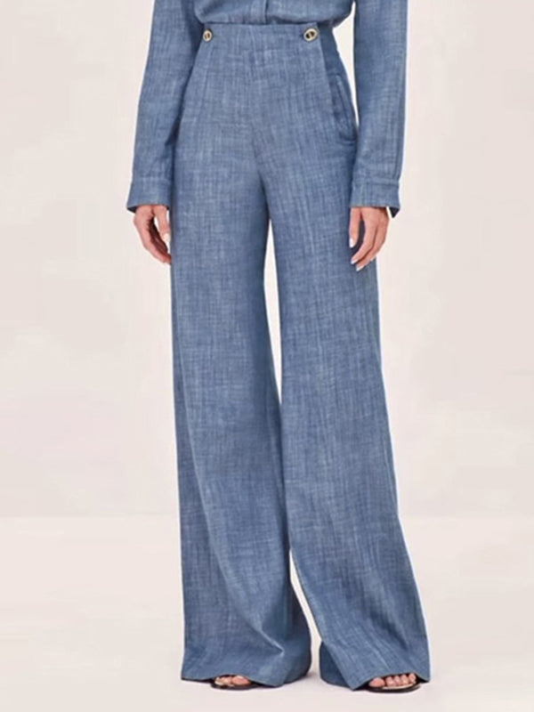 High Waisted Straight Leg Split-Joint Pants Trousers