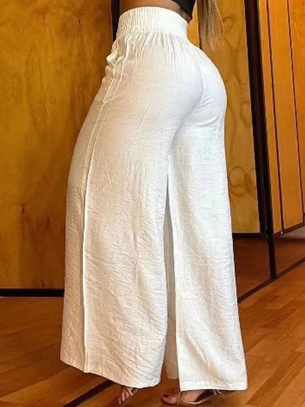 High Waisted Loose Chains Elasticity Pleated Pockets Pants Trousers