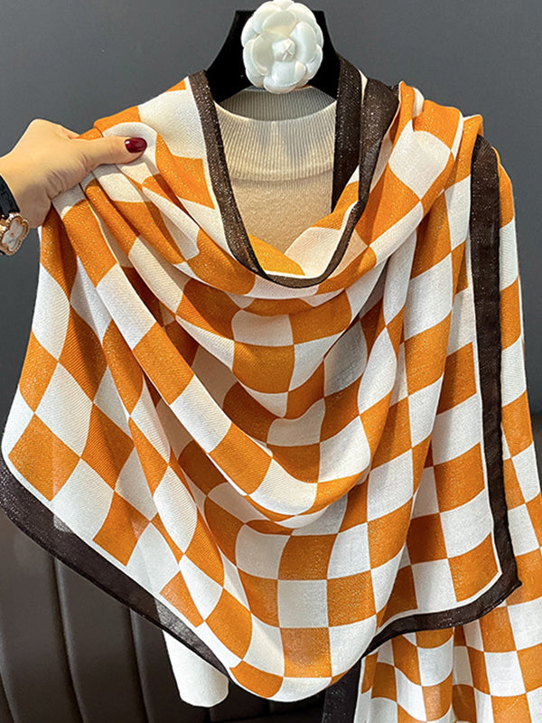 Simple Fashion Contrast Color Plaid Printed Scarf