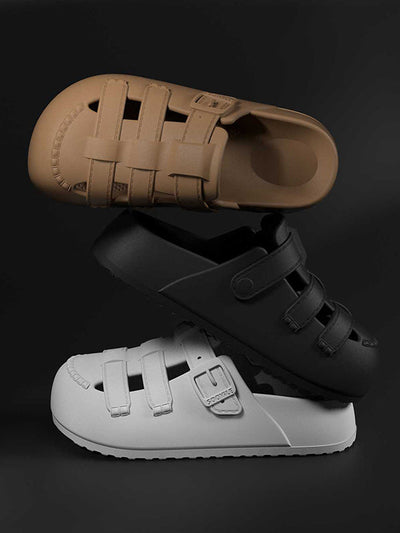 Hollow Round-Toe Split-Joint Platform Shoes Sandals