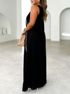 A-Line Loose Split-Joint Round-Neck Maxi Dresses