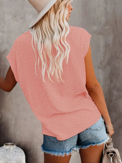 Loose Short Sleeves Solid Color Round-Neck T-Shirts Tops