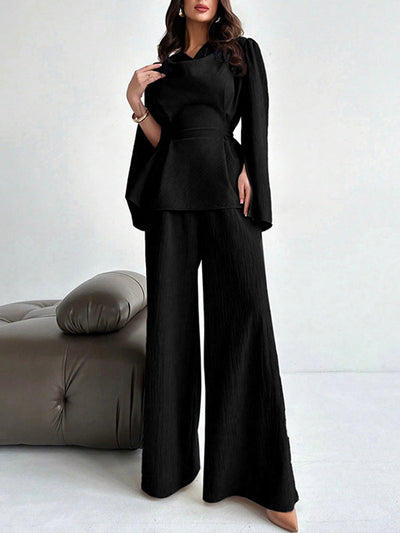 High Waisted Loose Solid Color Split-Joint Pants Trousers
