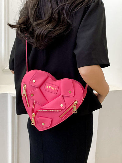Heart Shape Split-Joint Zipper Bags Crossbody Bags Handbags