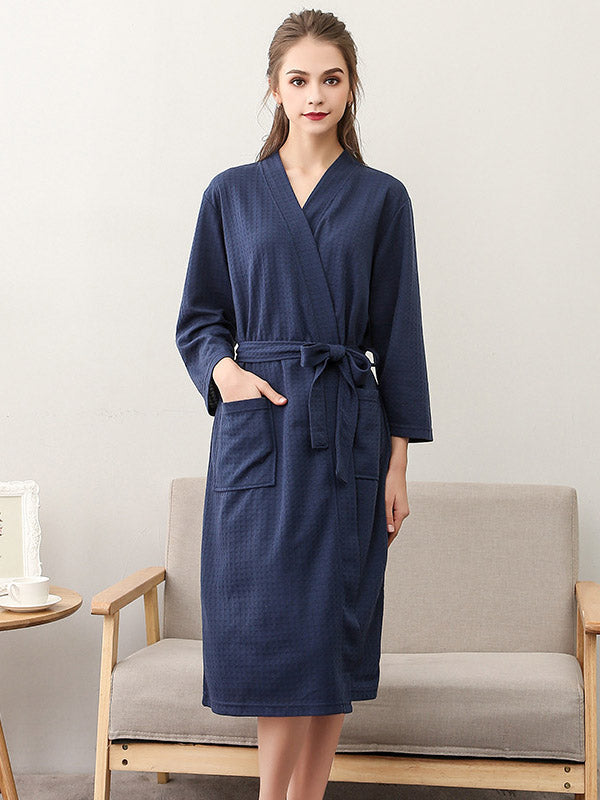 Comfortable Solid Bandage Thin Pajama Robe