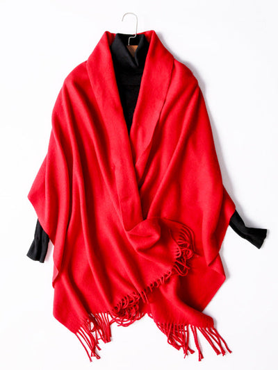 Keep Warm Solid Color Tasseled Shawl&Scarf
