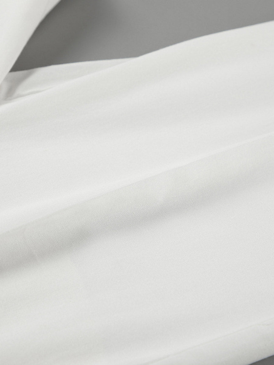 Elasticated Waist High Waisted Pleated Solid Color Split-Joint Pants