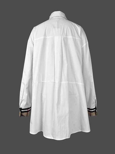 High-Low Long Sleeves Buttoned Plaid Pockets Split-Joint Split-Side Lapel Blouses&Shirts Tops