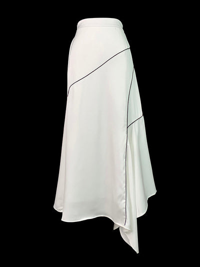 High-Low Loose Asymmetric Printed Split-Joint Skirts Bottoms