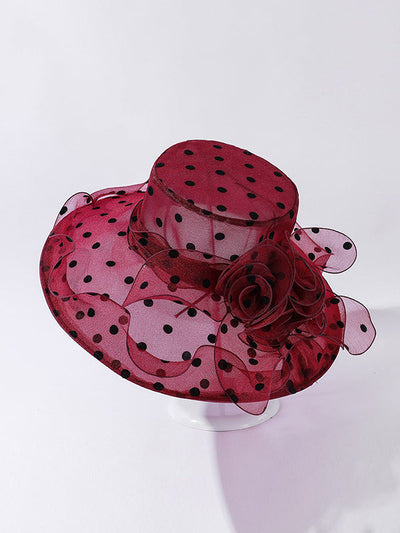 Flower Shape Gauze Polka Dot See-Through Split-Joint Sun Hat