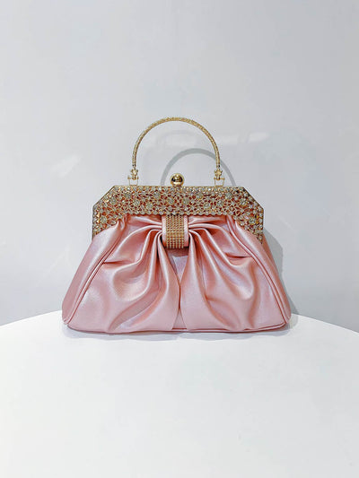 Chains Pleated Rhine Stones Split-Joint Evening Bags & Clutches Handbags