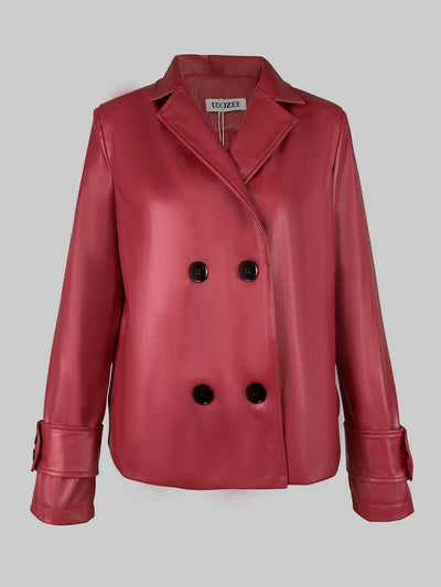 Long Sleeves Buttoned Solid Color Notched Collar Jackets&Coats Outerwear