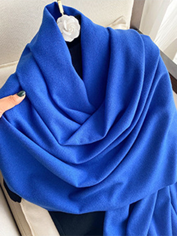 15 Colors Imitated Cashmere Solid Color Tasseled Scarf