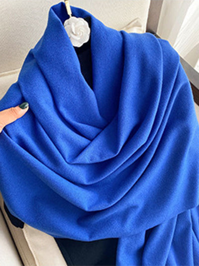 15 Colors Imitated Cashmere Solid Color Tasseled Scarf