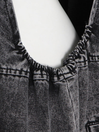 Original Cool Denim Split-Joint Square-Neck Overalls