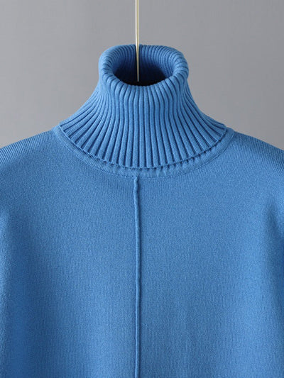 Casual Solid Long Sleeves High-Neck Sweater Tops & Drawstring Wide Leg Pants Suits