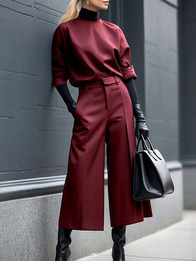 Loose Ninth Pants Solid Color Zipper Casual Pants Bottoms Trousers