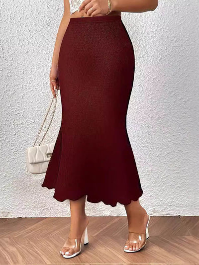 High Waisted Loose Elasticity Solid Color Skirts