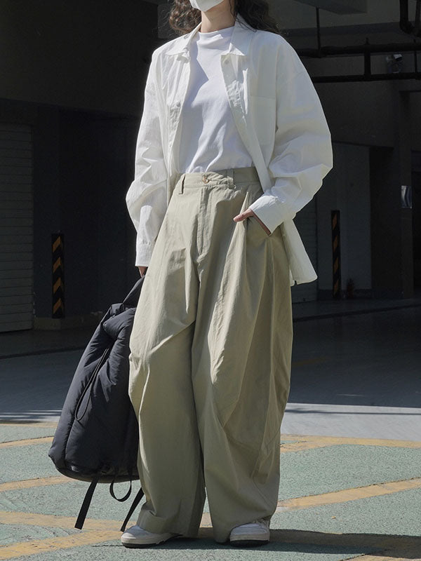 Loose Wide Leg Solid Color Split-Joint Casual Pants Bottoms Trousers