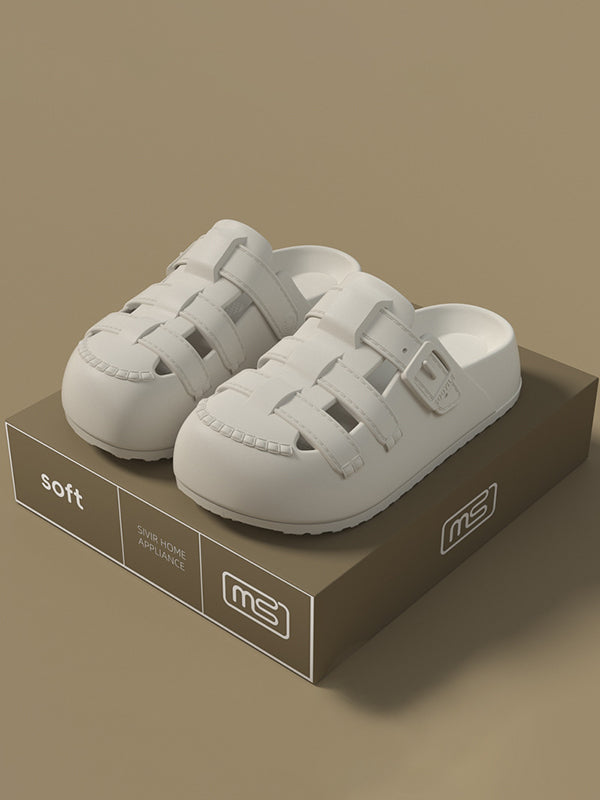 Hollow Round-Toe Split-Joint Platform Shoes Sandals