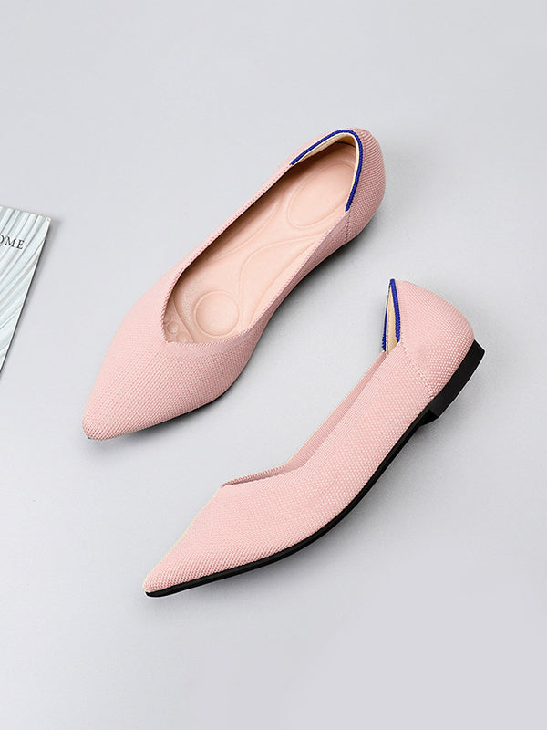 Pointed-Toe Shallow Cut Split-Joint Flat Shoes
