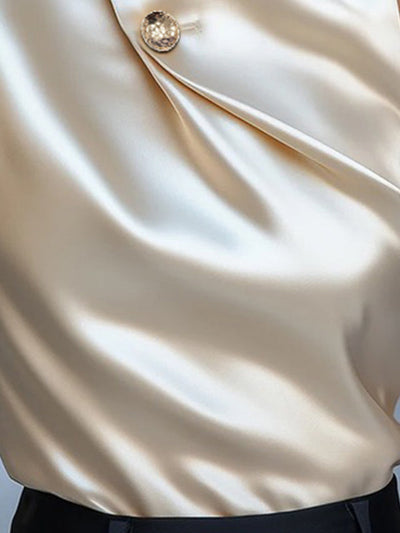 Sleeveless Buttoned Solid Color Stand Collar Tank Top