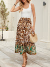 A-Line Loose Drawstring Leopard Split-Joint Skirts Bottoms