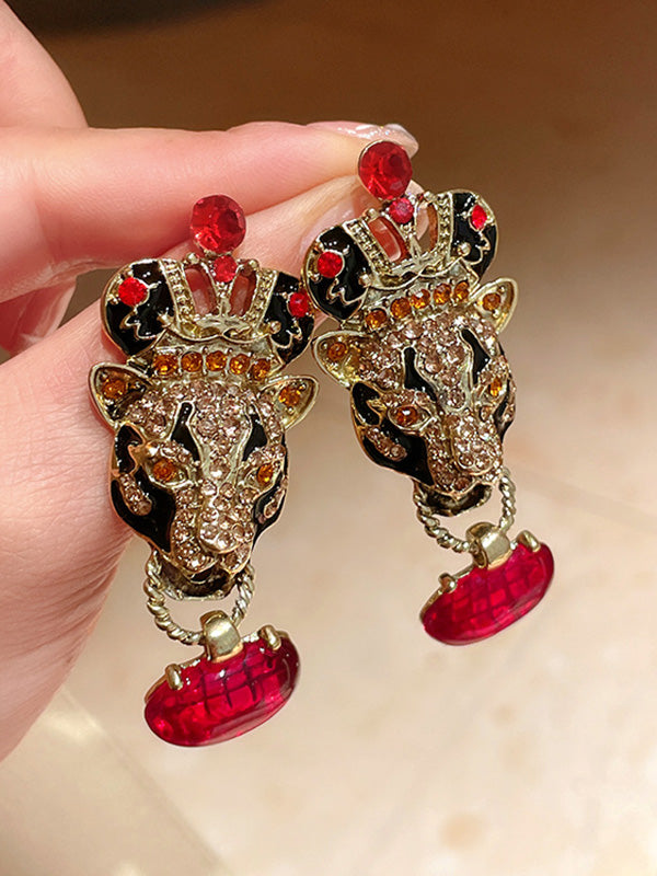 Geometric Rhine Stones Drop Earrings