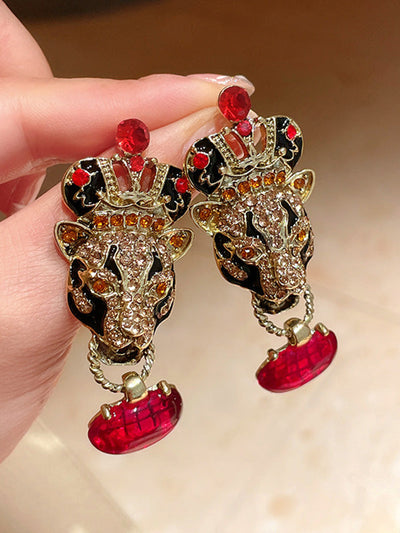 Geometric Rhine Stones Drop Earrings