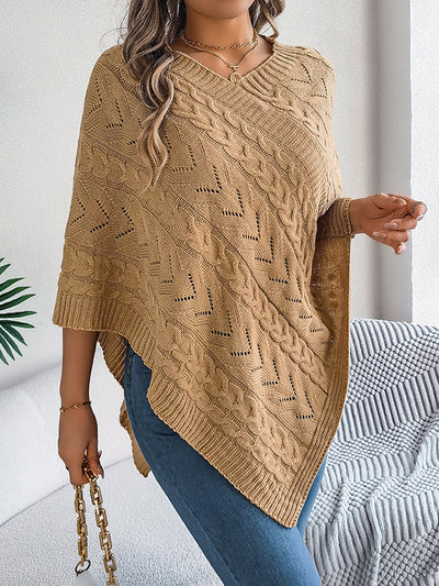 Half Sleeves Loose Solid Color V-Neck Cape