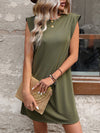 A-Line Loose Solid Color Split-Joint Round-Neck Mini Dresses