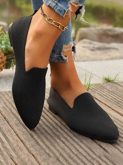 Pointed-Toe Shallow Cut Split-Joint Flat Shoes