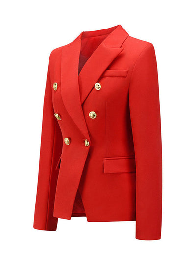 Long Sleeves Buttoned Notched Collar Blazer Outerwear