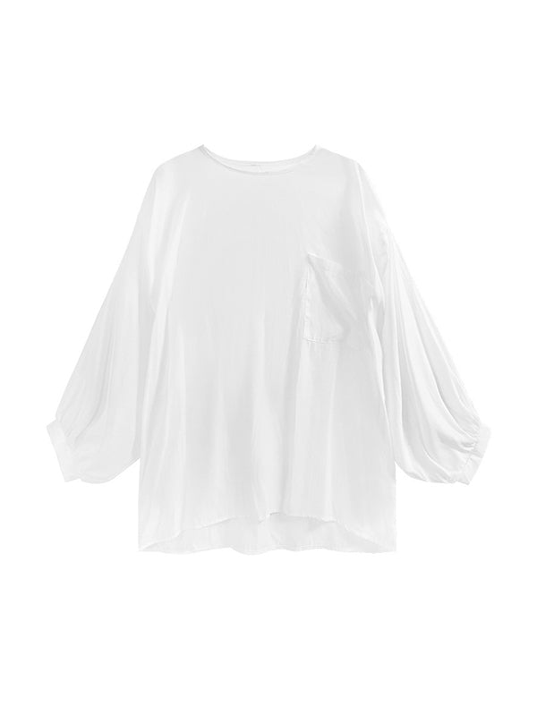 Irregularity Loose Pockets Solid Color Heaps Collar T-Shirts Vest Top