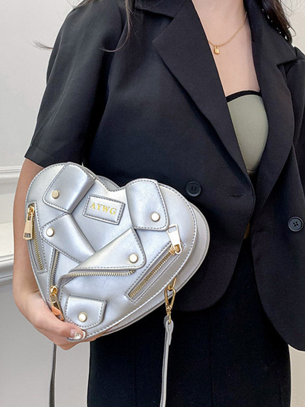 Heart Shape Split-Joint Zipper Bags Crossbody Bags Handbags