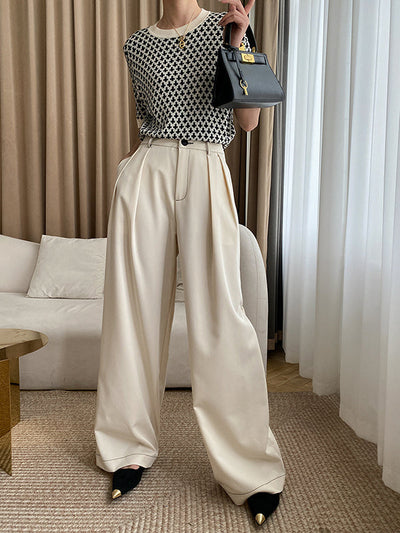 Half Sleeves Houndstooth Round-Neck Sweater Tops