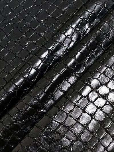 Loose Wide Leg Crocodile Texture Leather Loop Pants