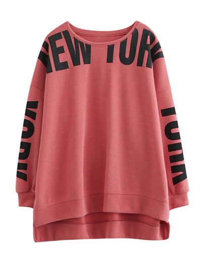 Stylish Letter Print Round-Neck Sweatshirt