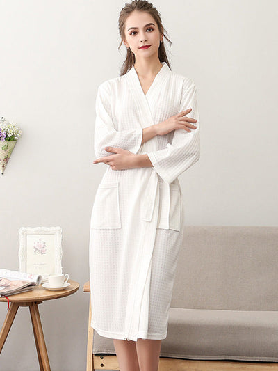 Comfortable Solid Bandage Thin Pajama Robe