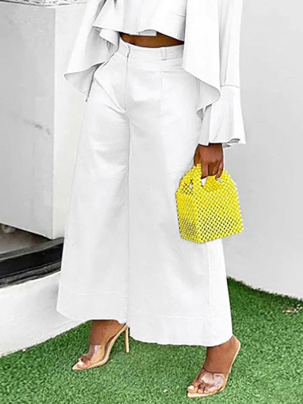 Wide Leg Solid Color Split-Joint Pants Trousers